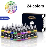 sagudio 2430mlbottle airbrush acrylic painting for wallshoesbags arts ink pigment ready to airbrushing colors free shipping