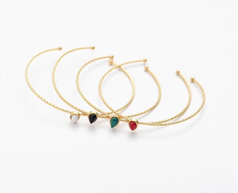 Богемные браслеты из титановой стали золотого цвета в форме капли воды