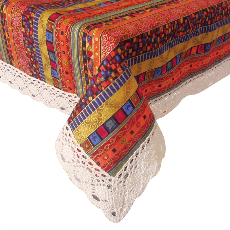 Классическая красная льняная хлопковая скатерть прямоугольные Разноцветные