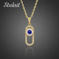 fashion oval evil eye necklace for women gold color rhinestones pendant necklace anniversary gift for girlfriend