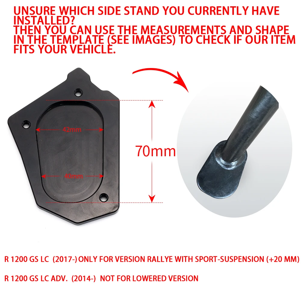 

For BMW R 1200 GS LC 2017-2020 R1200GS LC Adv. 2014-2020 2019 2018 Kickstand Foot Side Stand Enlarge Extension Pad Support Plate