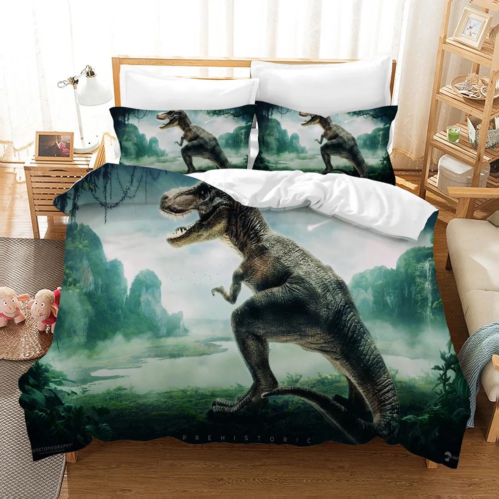 

Bed three-piece dinosaur Tyrannosaurus Rex quilt thick twill gift Christmas Halloween Thanksgiving Day