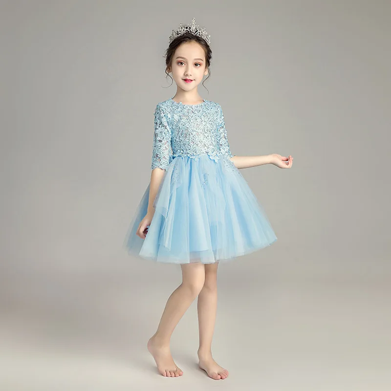 Кружевное Тюлевое платье принцессы для девочек детское Свадебное бальное дня