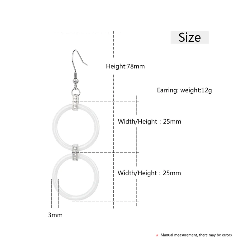 Новое поступление полые двухслойные белые керамические серьги блестящие стразы