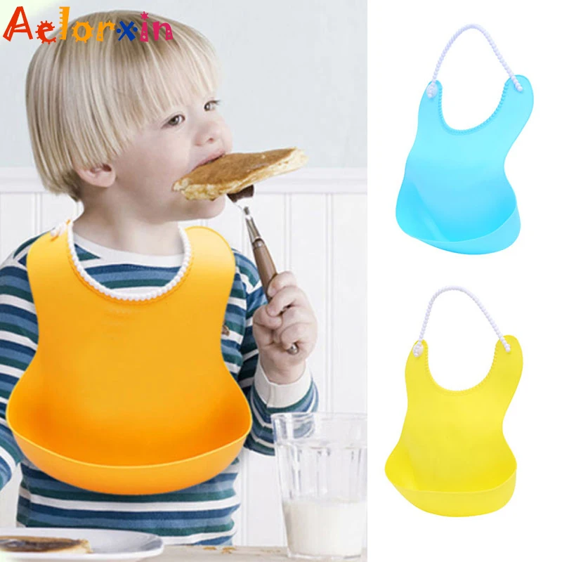 

0-4 Years Silica Gel Baby Bib Waterproof Infant Bibs Newborn Feeding Toddle Boys Girls Adjustable Candy Color Baby Bibs