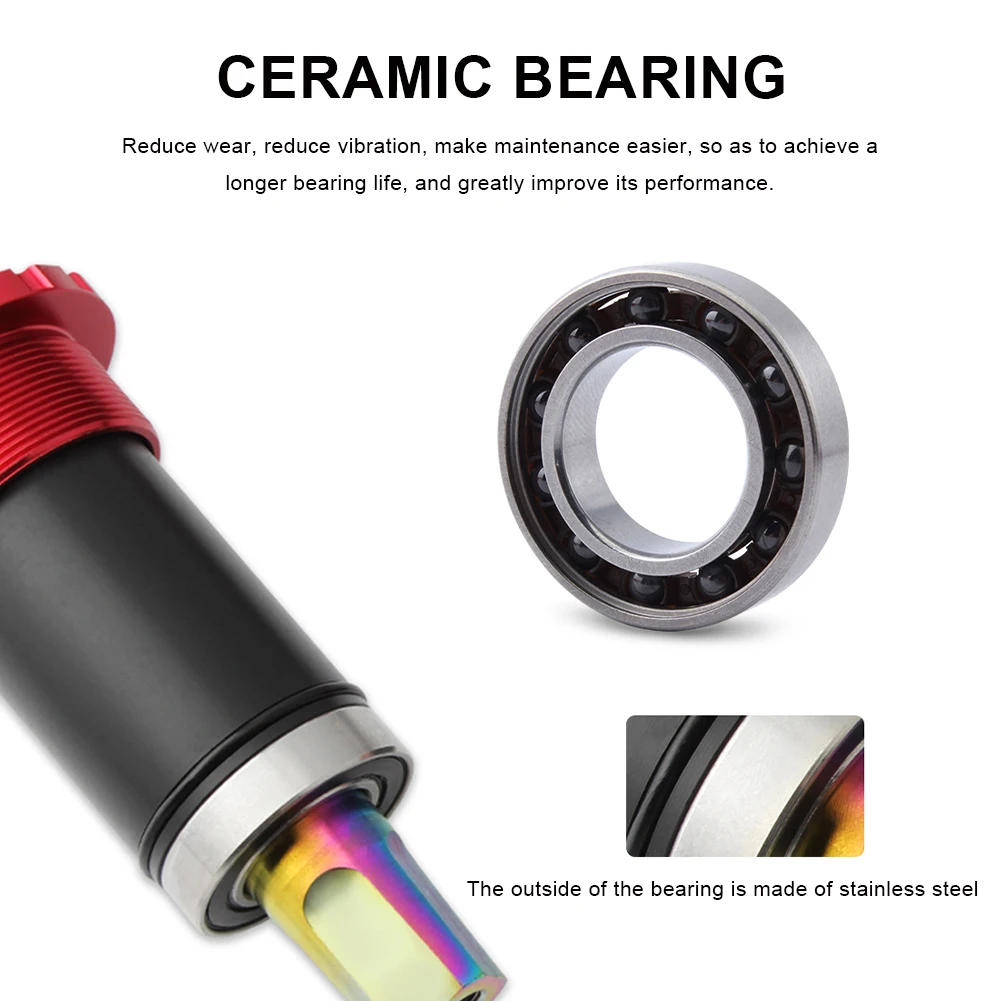 Titanium Alloy Bike Bottom Brackets BB68 Ceramic Square Taper Axle 103/107/110/113/119/122mm MTB Road Folding Bicycle Shaft