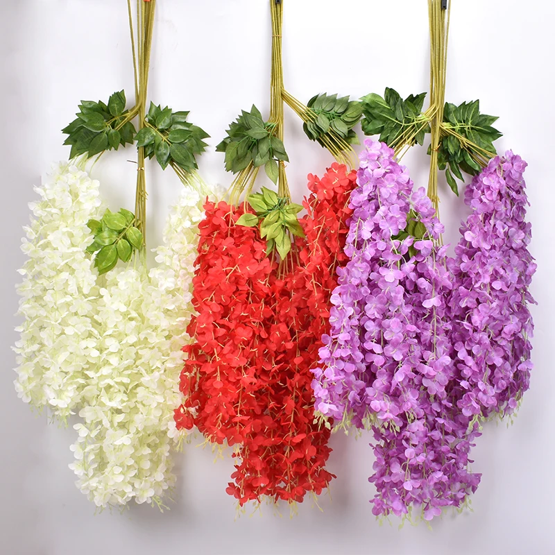 

High Quality Wisteria Simulation Flower Wedding Ceiling Decoration Living Room Garden Hotel Wall Decoration DIY Party Cheap