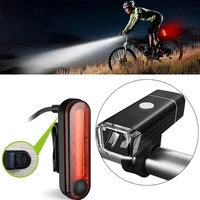 bike bicycle cycling usb rechargeable front headlight taillight led light set led light set