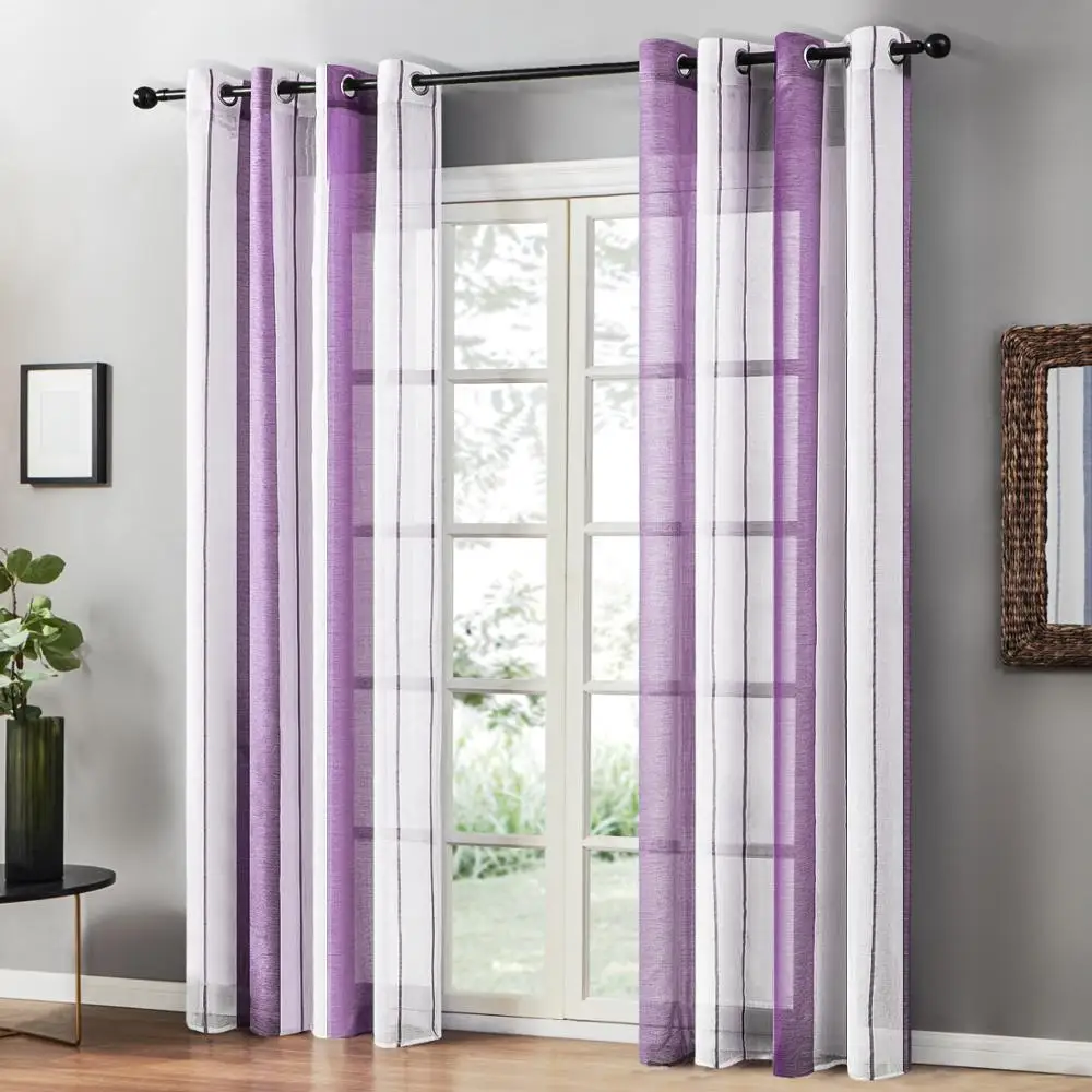 Topfinel Чистый полосатый узор тюль шторы для спальни Тюль кухни Занавески гостиной