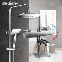 bathroom shower faucets thermostatic mixer rain shower set 3 water outlet modes wall mounted bathtub faucet chrome