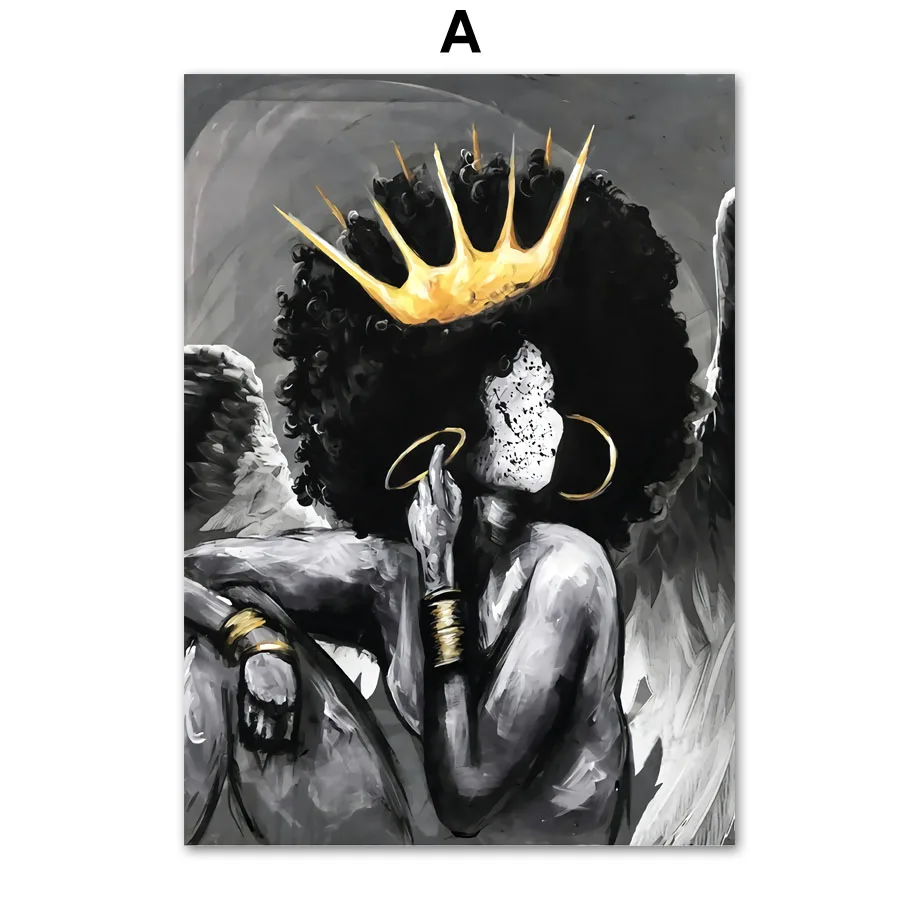 Поппинг королева черный Девочка Мальчик Поп Арт холст картина постер настенные