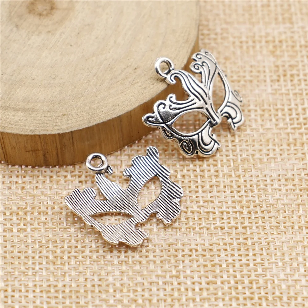 

free shipping 46pcs 21x22mm antique silver mask charms diy retro jewelry fit Earring keychain hair card pendant accessories