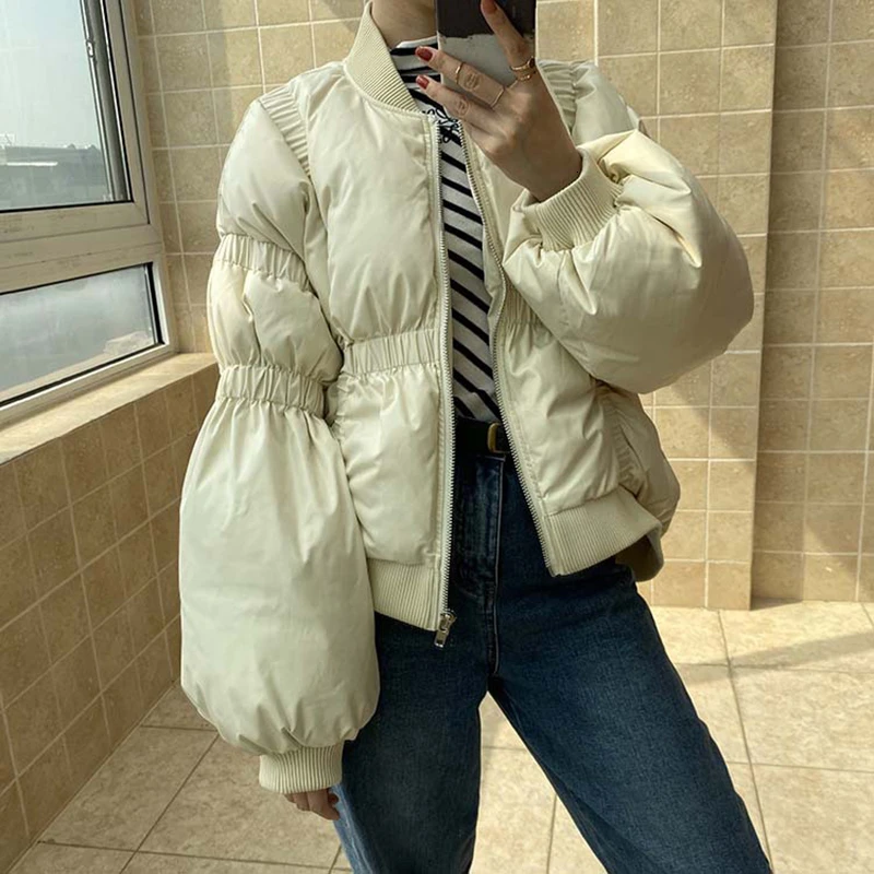 TWOTWINSTYLE повседневное женское хлопковое пальто с рюшами стоячий воротник фонарь