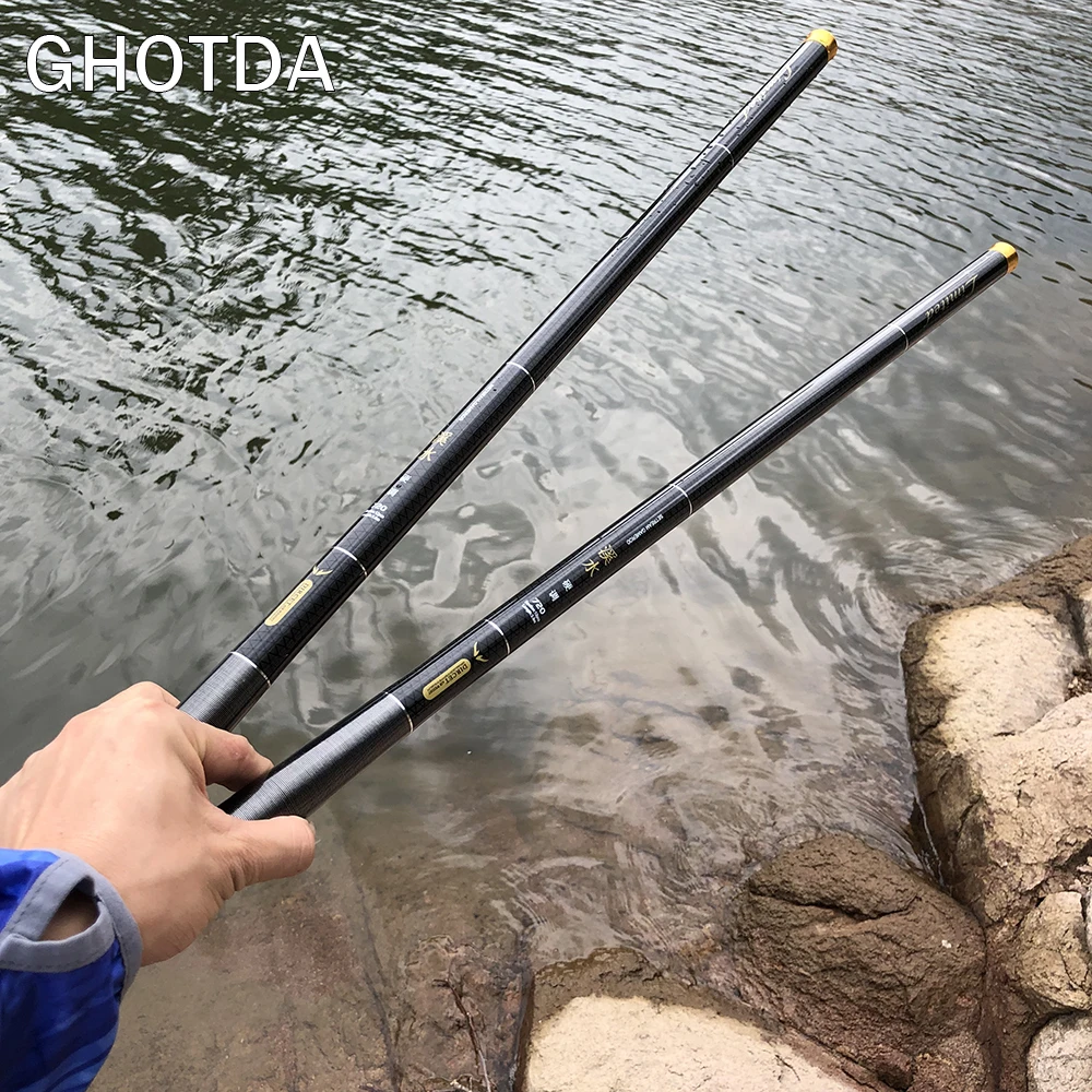 

Ghotda Fishing Rods 3.6m/4.5m/5.4m/6.3m/7.2m Telescopic Stream Rod Pole Carbon Fiber Hand for Carp Fishing