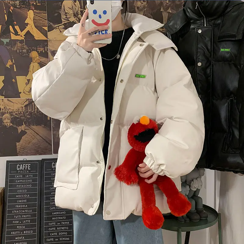

2020 Winter Men's PU Leather Cotton-Padded Clothes Oversize Fashion Loose Coat Waterproof Parkas Casual In Warm Snow Jackets