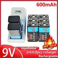 2468pcs 9v 6f22 600mah ni mh rechargeable battery 9v 9 volt charger high volume us plug