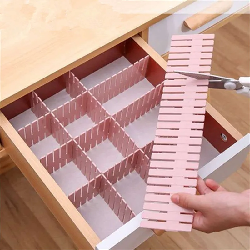 

Adjustable Plastic Drawer Divider DIY Storage Shelves Household Free Combination Partition Board Space-saving Division Tools