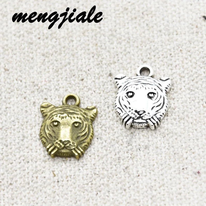 

24 шт.; Оптовая продажа; Детское нижнее белье из двух Цвет в виде головы тигра, амулеты из сплава металлическая брошь с животным, подвески для DIY ювелирные изделия ручной работы для производства комплектующих для 15*13 мм