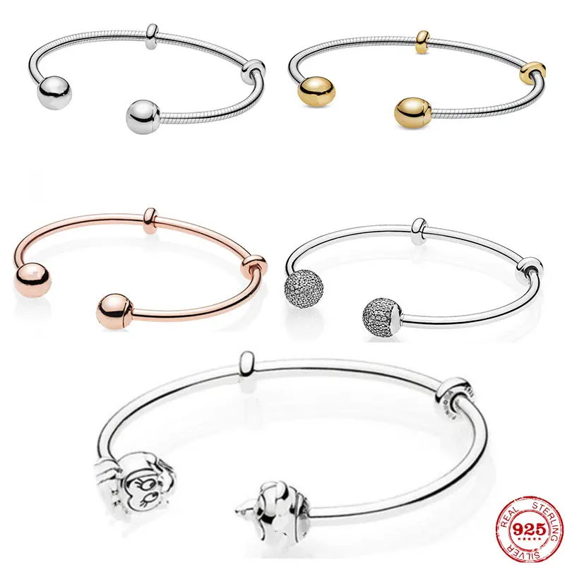 

925 Sterling Silver Bracelet Open Bracelet Bangle Fit Original Pandora Charms Beads Charms DIY Jewelry Gift pulseras mujer