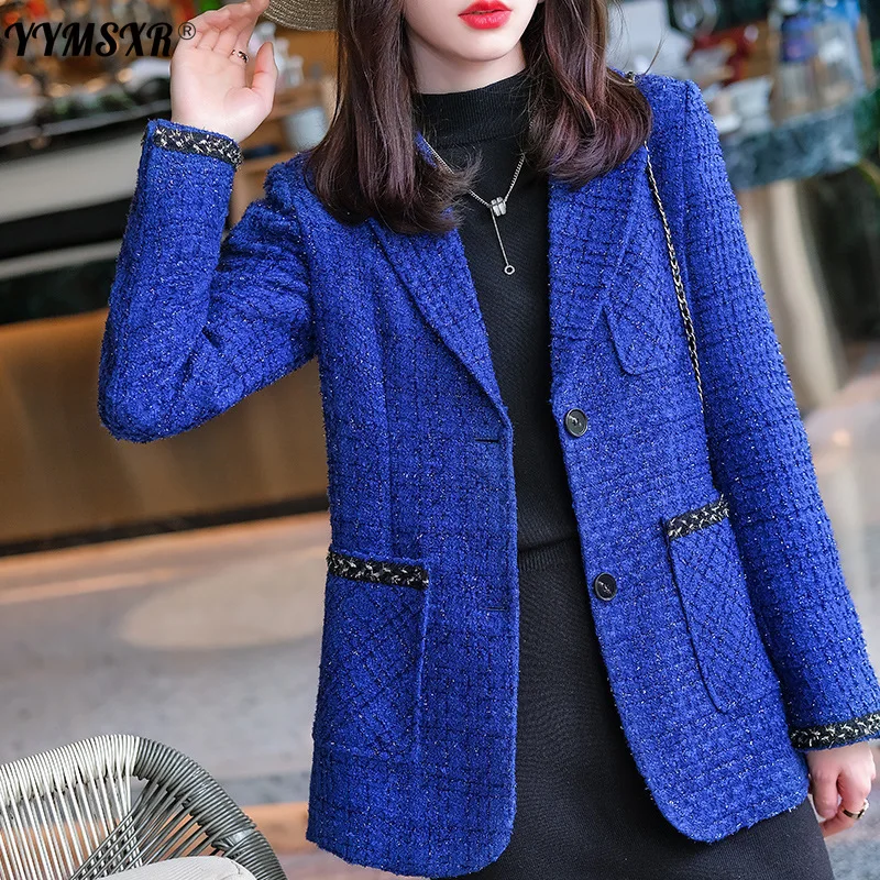 High-quality Office Professional Fit Long-sleeved Women's Suit for Fall/winter 2022 New Mid-length Loose Woolen Blazer Female