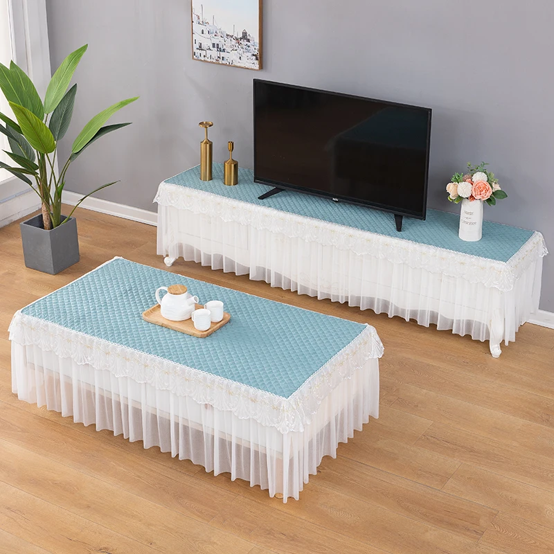 Прямоугольная скатерть из хлопка белая кружевная для кофейного столика с