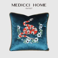 medicci home garland pillow cover gg snake king embroidery turquoise throw cushion cases shells for living room sofa chair couch