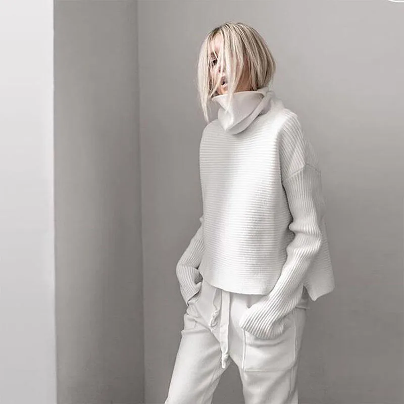 2019 осень и зима Новый Модный женский свитер короткий с высоким воротником