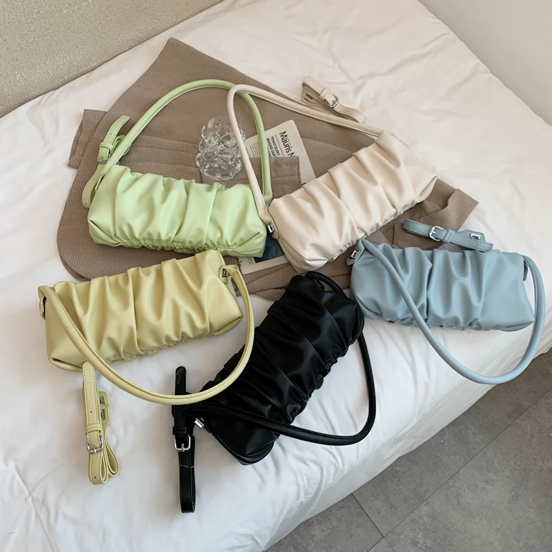 

New Pleated Leather Shoulder bags Women Crossbody Bags 2021 Luxury Designer Ladies Messenger Bag Purses Handbag Totes Qualited