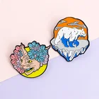 Круглая эмалированная булавка с животными, кошка в гирлянде, белые медведи на айберге, креативные броши, рюкзак, куртки, Панк значок, подарки для детей