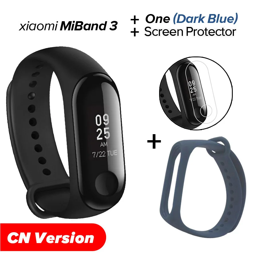 Xiao mi Band 3 mi band 3 фитнес-трекер пульсометр 0,78 ''OLED дисплей Bluetooth 4,2 для Android IOS - Цвет: CN Dark Blue N Film