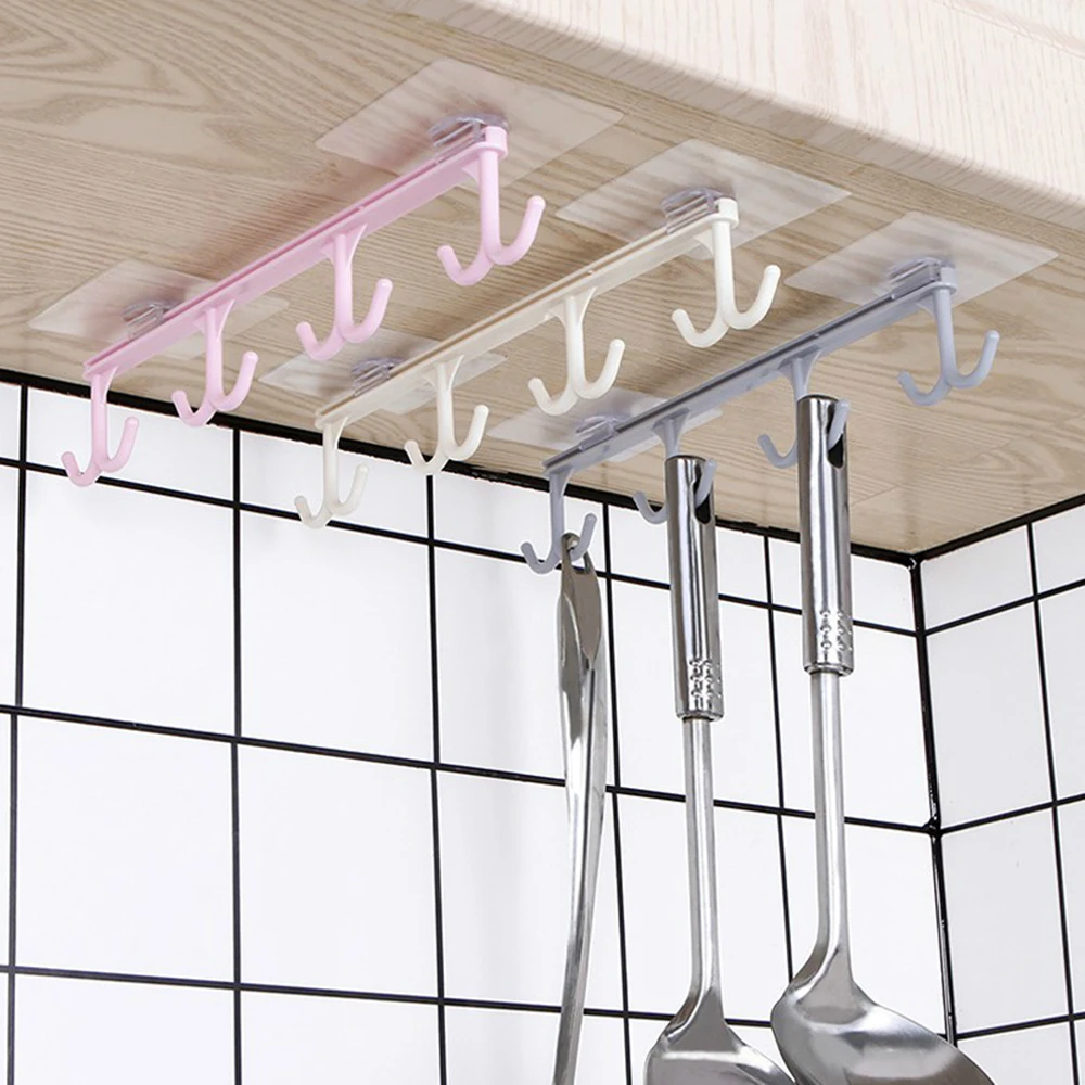

1 Pcs Kitchen Strong Nail-Free Hooks Cabinet Hanging Hook Multi-Function Wardrobe Holder Shelf Bathroom Towel Hangers Organizer