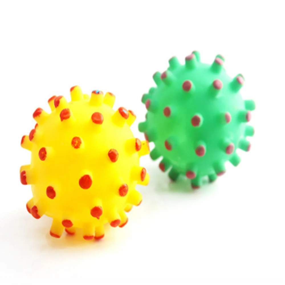 Dog toy sounding small spike ball rubber teeth cleaning pet dog cat | Дом и сад
