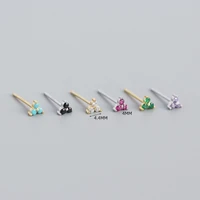 925 silver ear needle small six colors crystal stud earring for woman lovers couples bling cz simple piercing jewelry earrings