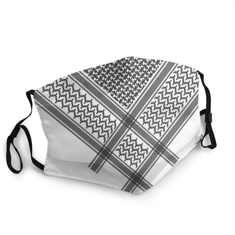 

Palestine Palestinian Hatta Kufiya Gray Shemagh Reusable Unisex Face Mask Dustproof Protection Cover Respirator Mouth Muffle
