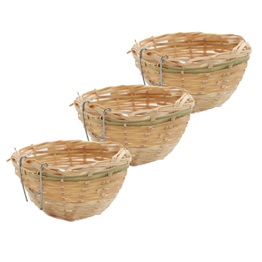 

3Pcs Natural Bamboo Fiber Birdcage Birdhouse Bird Nest - Cozy Resting Breeding Place for Birds - Home Decoration