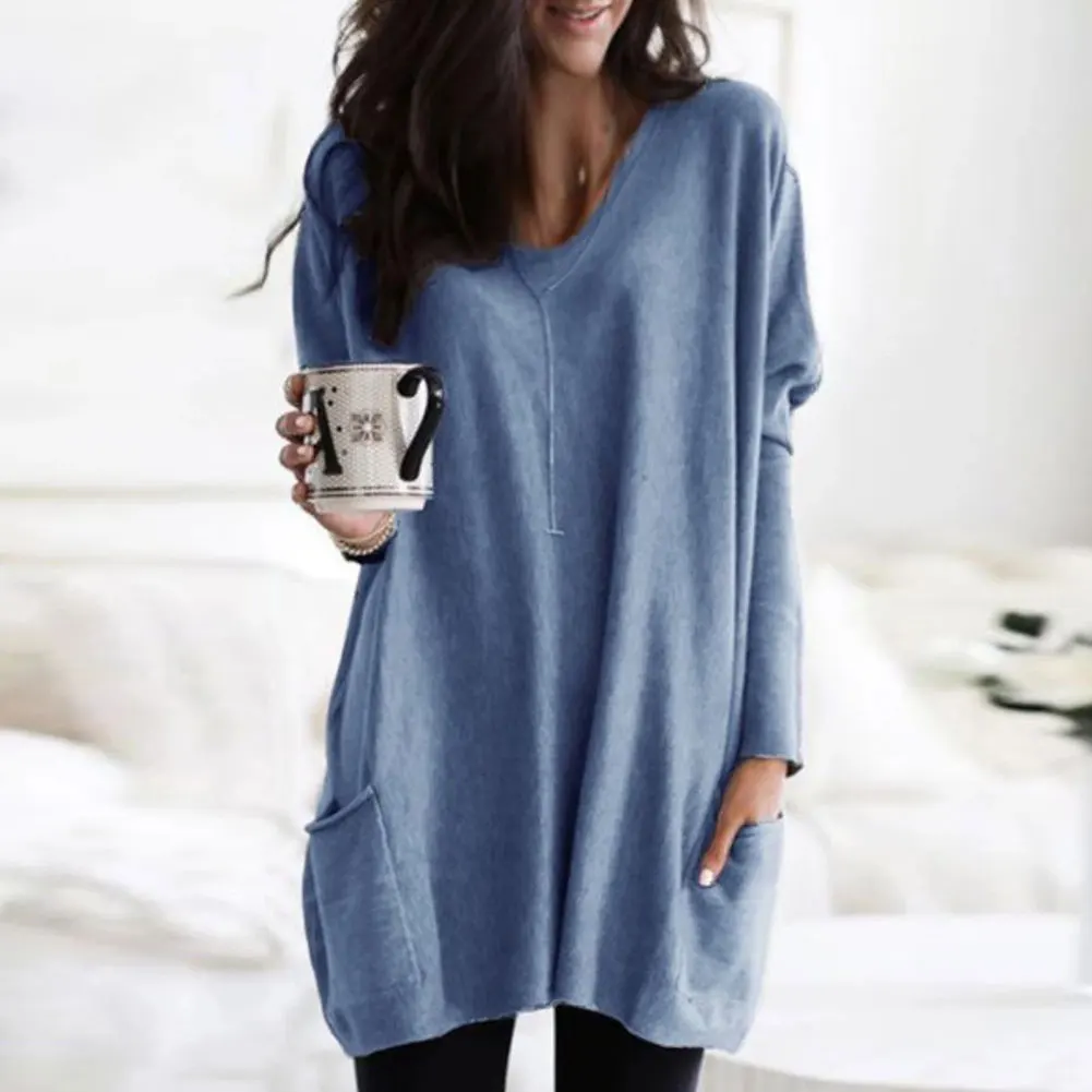 Новые осенние женские блузки сужающаяся к талии одноцветное Цвет v образным