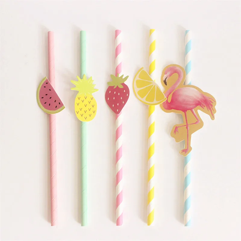 10 шт. яркие соломинки фламинго фрукты для Гавайских тропических тематические