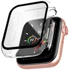 Прозрачный чехол + стекло для Apple Watch серии Se 65432 38 мм 42 мм 40 мм 44 мм, прозрачная защитная крышка на весь экран для смарт-часов IWatch, бампер