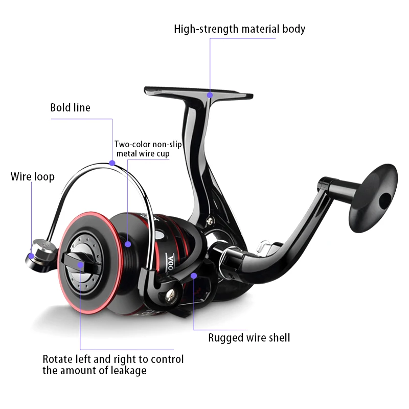 Металлическая рыболовная спиннинговая катушка со складным рычагом большая