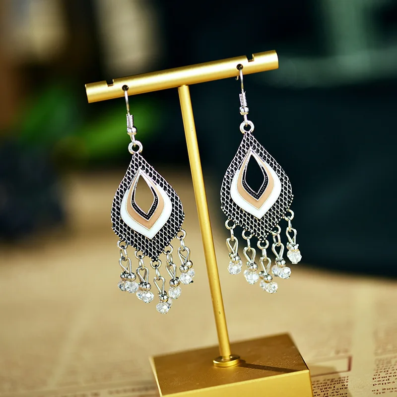 Модные Винтажные серьги с кисточками серебристого цвета в непальском стиле