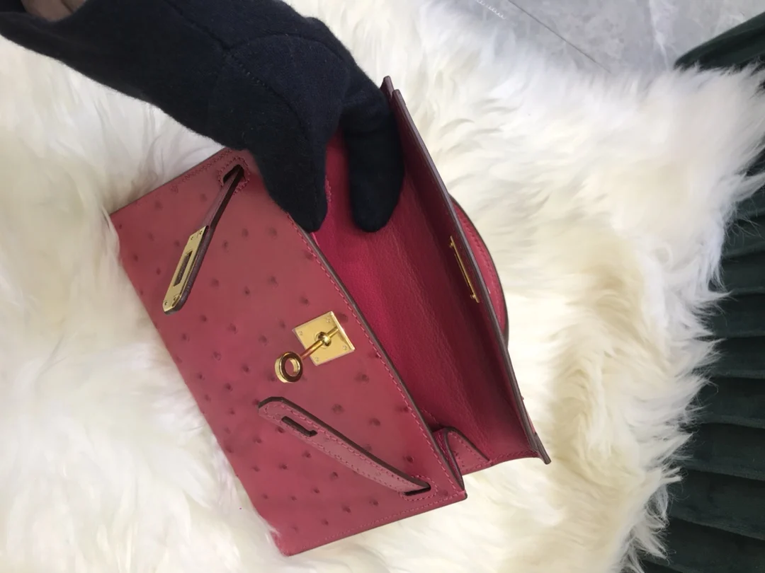 

Fully Handmade Ostrich Brand Mini Bag,19.5cm,Mini Handbag,Ostrich Luxury purse,Wax Lline Stitching, Fast delivery