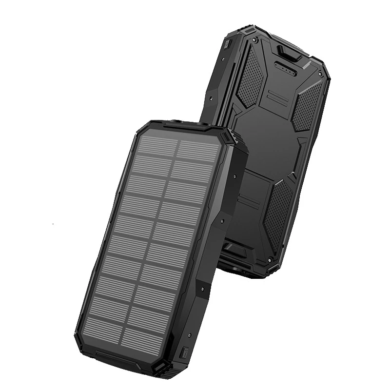 Solar Power Bank для Xiaomi iPhone 11 20000 с зарядным устройством внешнего аккумулятора 2 портами