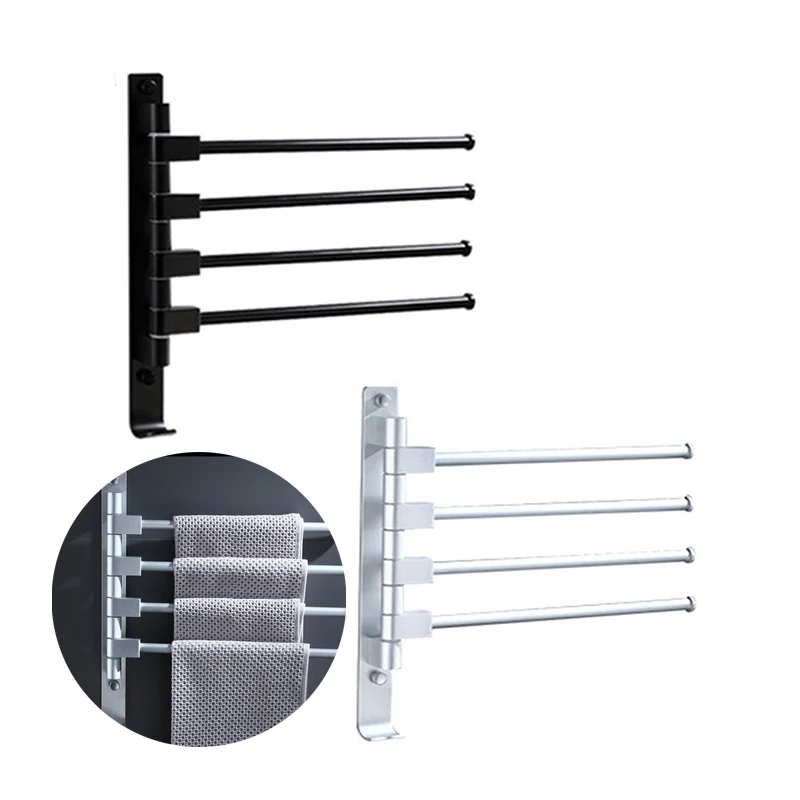 

Space Aluminum Towel Rack Rotating 3-bar Movable Towel Bar 4-bar Bath Towel Bar Bathroom Accessories Towel Hanger Bathroom Shelf