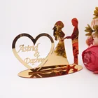 Персонализированная подставка для стола, декор с рамкой в форме сердца, акриловое зеркало с именами на заказ, подарки на свадьбу, день рождения, вечеринку