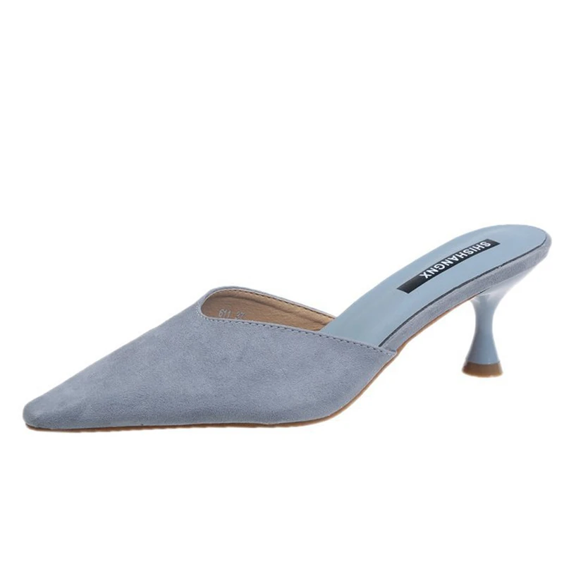 Верхняя одежда С острым носком Туфли без задника Дамские тапочки Спайк шпильками