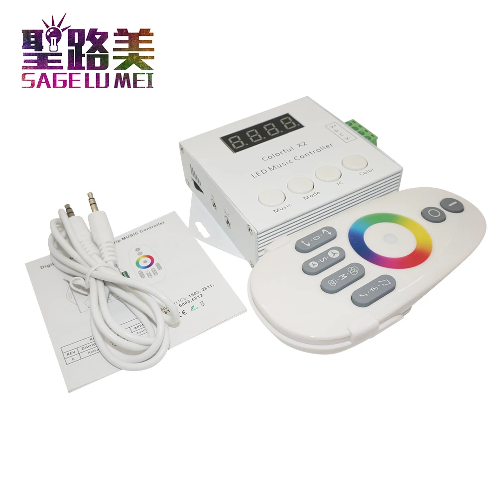 WS2812B/WS2811/WS2813/USC1903/6803 Music X2 LED Controller Strip Modules DC5V 12V 24V input MAX 1000pixels with RF Touch Remote | Лампы и