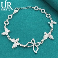 urpretty 925 sterling silver butterfly bracelet chain for women engagement wedding party charm jewelry christmas gift