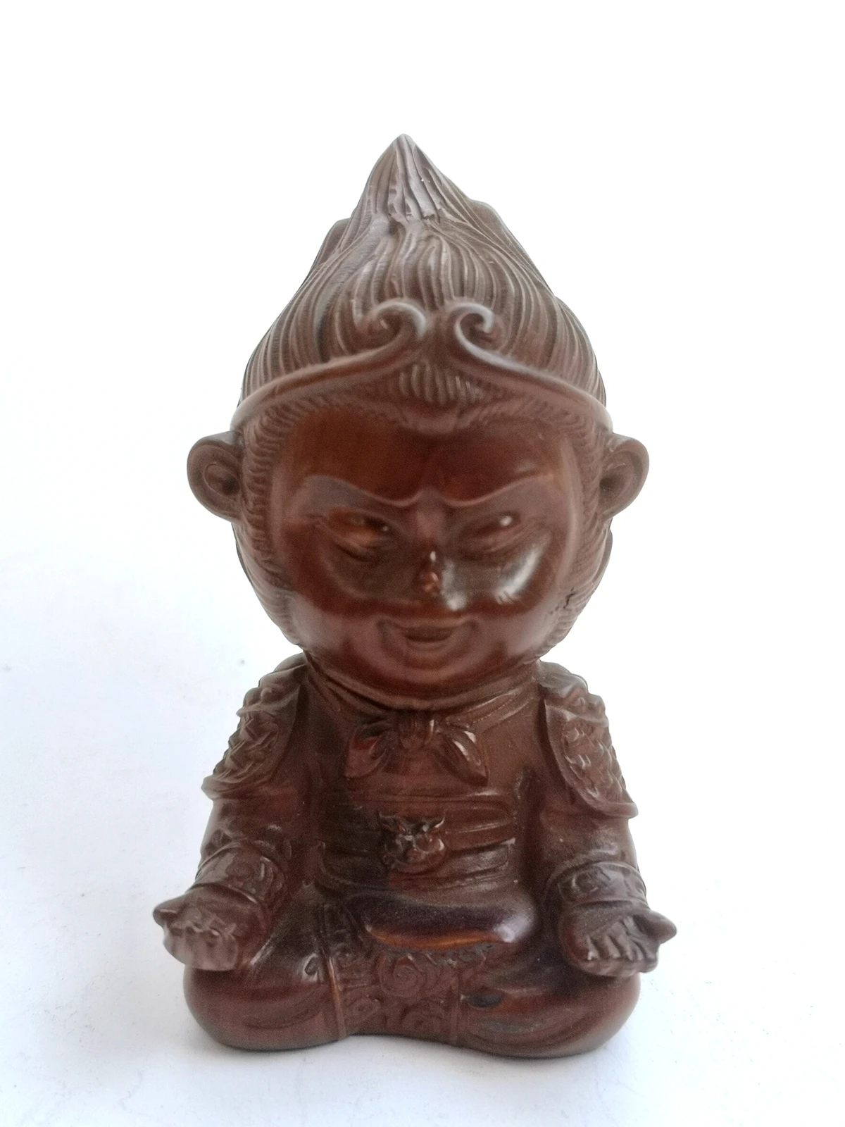 

YIZHU CULTUER ART Collection Ancient China Old Boxwood Hand Carved Sun Wukong Statue Family Decoration Gift