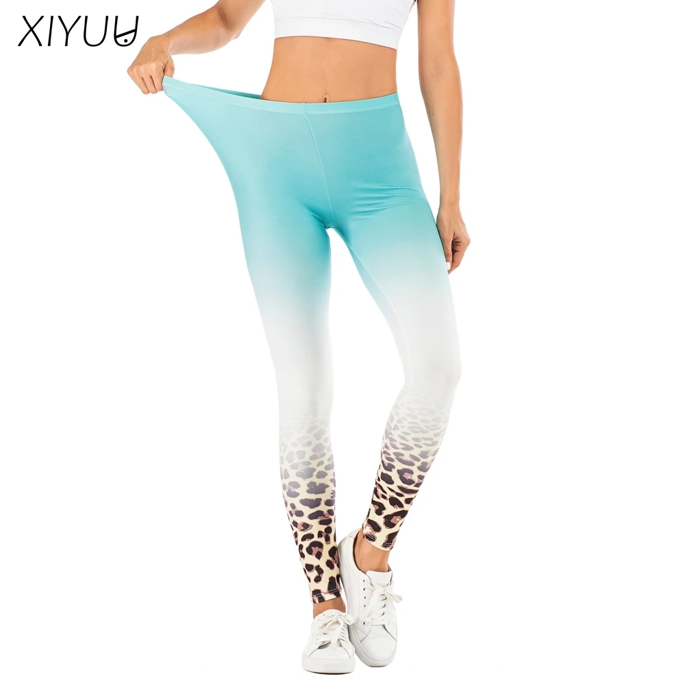 

XIYUU Fashion Legging Gradient Leopard Workout Leggings Printing Leggins Women Fitness Running Gym Pants Dropshipping Wholesale