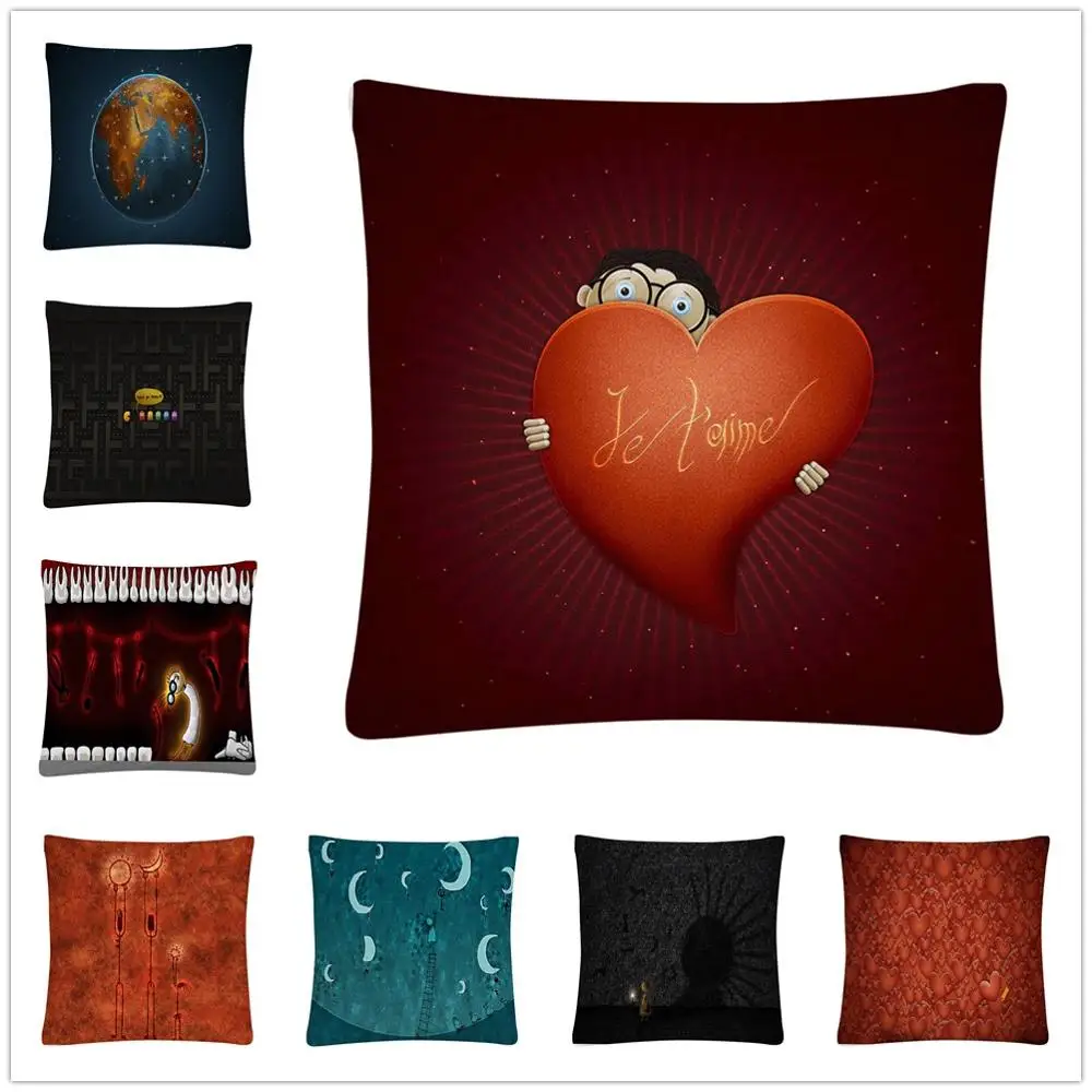 

Love abstract simplified pattern Soft Short Plush Cushion Cover Pillow Case for Home Sofa Car Decor Pillowcase 45X45cm